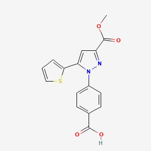 molecular formula C16H12N2O4S B2831106 Methyl 1-(4-carboxyphenyl)-5-thien-2-yl-1H-pyrazole-3-carboxylate CAS No. 957320-47-7