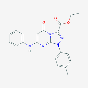 molecular formula C21H19N5O3 B283113 ethyl 7-anilino-1-(4-methylphenyl)-5-oxo-1,5-dihydro[1,2,4]triazolo[4,3-a]pyrimidine-3-carboxylate 