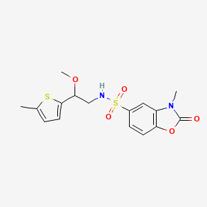 molecular formula C16H18N2O5S2 B2831172 N-(2-methoxy-2-(5-methylthiophen-2-yl)ethyl)-3-methyl-2-oxo-2,3-dihydrobenzo[d]oxazole-5-sulfonamide CAS No. 1797353-13-9