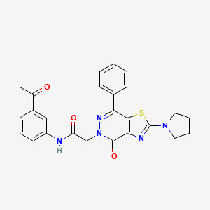 molecular formula C25H23N5O3S B2831196 N-(3-acetylphenyl)-2-(4-oxo-7-phenyl-2-(pyrrolidin-1-yl)thiazolo[4,5-d]pyridazin-5(4H)-yl)acetamide CAS No. 1105218-17-4