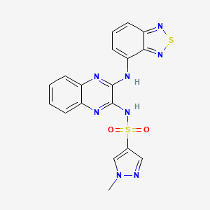 molecular formula C18H14N8O2S2 B2831219 N-{3-[(2,1,3-benzothiadiazol-4-yl)amino]quinoxalin-2-yl}-1-methyl-1H-pyrazole-4-sulfonamide CAS No. 1798530-27-4