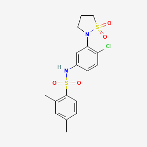 molecular formula C17H19ClN2O4S2 B2831220 N-(4-chloro-3-(1,1-dioxidoisothiazolidin-2-yl)phenyl)-2,4-dimethylbenzenesulfonamide CAS No. 951519-01-0