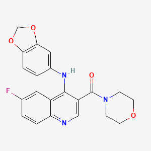 molecular formula C21H18FN3O4 B2831227 N-(2H-1,3-BENZODIOXOL-5-YL)-6-FLUORO-3-(MORPHOLINE-4-CARBONYL)QUINOLIN-4-AMINE CAS No. 1359224-04-6