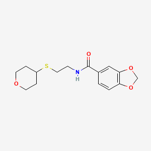 molecular formula C15H19NO4S B2831231 N-[2-(oxan-4-ylsulfanyl)ethyl]-2H-1,3-benzodioxole-5-carboxamide CAS No. 1903126-33-9