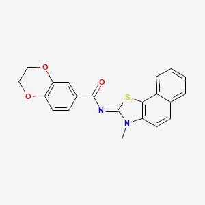 molecular formula C21H16N2O3S B2831249 N-[(2E)-3-methyl-2H,3H-naphtho[2,1-d][1,3]thiazol-2-ylidene]-2,3-dihydro-1,4-benzodioxine-6-carboxamide CAS No. 441291-85-6