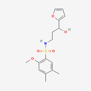 molecular formula C16H21NO5S B2831296 N-(3-(furan-2-yl)-3-hydroxypropyl)-2-methoxy-4,5-dimethylbenzenesulfonamide CAS No. 1421490-79-0