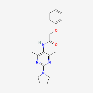 molecular formula C18H22N4O2 B2831304 N-(4,6-dimethyl-2-(pyrrolidin-1-yl)pyrimidin-5-yl)-2-phenoxyacetamide CAS No. 1448034-35-2