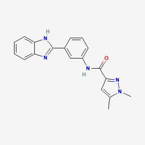 molecular formula C19H17N5O B2831332 N-(3-(1H-benzo[d]imidazol-2-yl)phenyl)-1,5-dimethyl-1H-pyrazole-3-carboxamide CAS No. 1014045-57-8