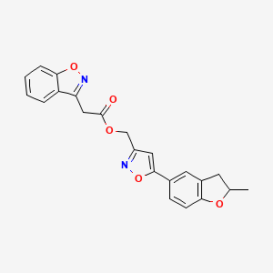 molecular formula C22H18N2O5 B2831334 [5-(2-methyl-2,3-dihydro-1-benzofuran-5-yl)-1,2-oxazol-3-yl]methyl 2-(1,2-benzoxazol-3-yl)acetate CAS No. 1203243-61-1