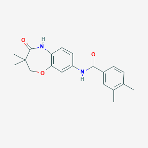 molecular formula C20H22N2O3 B2831348 N-(3,3-dimethyl-4-oxo-2,3,4,5-tetrahydro-1,5-benzoxazepin-8-yl)-3,4-dimethylbenzamide CAS No. 921810-89-1