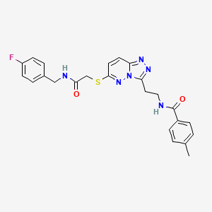 molecular formula C24H23FN6O2S B2831367 N-(2-(6-((2-((4-fluorobenzyl)amino)-2-oxoethyl)thio)-[1,2,4]triazolo[4,3-b]pyridazin-3-yl)ethyl)-4-methylbenzamide CAS No. 872995-11-4
