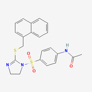 molecular formula C22H21N3O3S2 B2831369 N-{4-[(2-{[(naphthalen-1-yl)methyl]sulfanyl}-4,5-dihydro-1H-imidazol-1-yl)sulfonyl]phenyl}acetamide CAS No. 868218-67-1