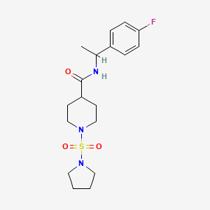 molecular formula C18H26FN3O3S B2831384 N-(1-(4-fluorophenyl)ethyl)-1-(pyrrolidin-1-ylsulfonyl)piperidine-4-carboxamide CAS No. 1448125-65-2