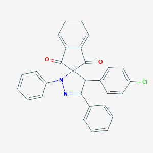 molecular formula C29H19ClN2O2 B283139 4-(4-chlorophenyl)-1,3-diphenyl-4,5-dihydro-1',3'-dioxospiro[1H-pyrazole-5,2'-indane] 