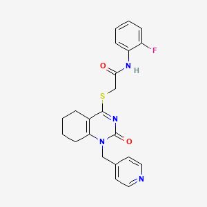 molecular formula C22H21FN4O2S B2831445 N-(2-fluorophenyl)-2-((2-oxo-1-(pyridin-4-ylmethyl)-1,2,5,6,7,8-hexahydroquinazolin-4-yl)thio)acetamide CAS No. 899955-19-2