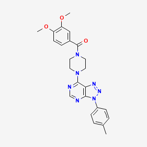 molecular formula C24H25N7O3 B2831466 (3,4-dimethoxyphenyl)(4-(3-(p-tolyl)-3H-[1,2,3]triazolo[4,5-d]pyrimidin-7-yl)piperazin-1-yl)methanone CAS No. 920219-45-0