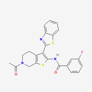 molecular formula C23H18FN3O2S2 B2831494 N-(6-acetyl-3-(benzo[d]thiazol-2-yl)-4,5,6,7-tetrahydrothieno[2,3-c]pyridin-2-yl)-3-fluorobenzamide CAS No. 864859-37-0