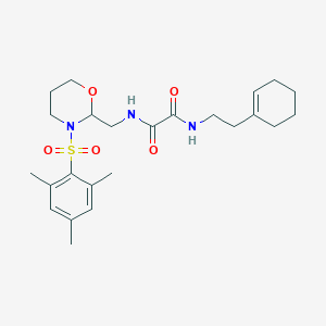 molecular formula C24H35N3O5S B2831517 N'-[2-(cyclohex-1-en-1-yl)ethyl]-N-{[3-(2,4,6-trimethylbenzenesulfonyl)-1,3-oxazinan-2-yl]methyl}ethanediamide CAS No. 872975-94-5