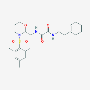 B2831517 N1-(2-(cyclohex-1-en-1-yl)ethyl)-N2-((3-(mesitylsulfonyl)-1,3-oxazinan-2-yl)methyl)oxalamide CAS No. 872975-94-5
