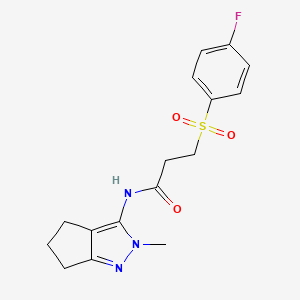 3-((4-fluorophenyl)sulfonyl)-N-(2-methyl-2,4,5,6-tetrahydrocyclopenta[c]pyrazol-3-yl)propanamide