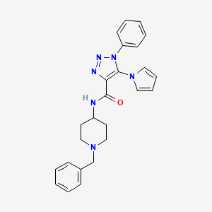 molecular formula C25H26N6O B2831560 N-(1-benzylpiperidin-4-yl)-1-phenyl-5-(1H-pyrrol-1-yl)-1H-1,2,3-triazole-4-carboxamide CAS No. 1787917-80-9