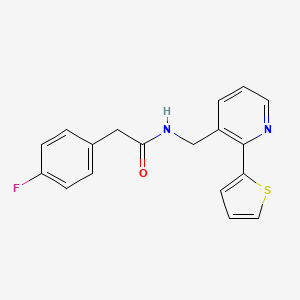 molecular formula C18H15FN2OS B2831561 2-(4-fluorophenyl)-N-((2-(thiophen-2-yl)pyridin-3-yl)methyl)acetamide CAS No. 2034576-35-5