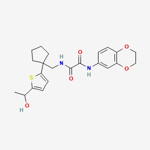 molecular formula C22H26N2O5S B2831567 N'-(2,3-dihydro-1,4-benzodioxin-6-yl)-N-({1-[5-(1-hydroxyethyl)thiophen-2-yl]cyclopentyl}methyl)ethanediamide CAS No. 2034344-53-9
