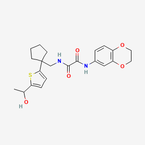 N1-(2,3-dihydrobenzo[b][1,4]dioxin-6-yl)-N2-((1-(5-(1-hydroxyethyl)thiophen-2-yl)cyclopentyl)methyl)oxalamide
