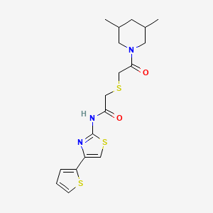 2-((2-(3,5-dimethylpiperidin-1-yl)-2-oxoethyl)thio)-N-(4-(thiophen-2-yl)thiazol-2-yl)acetamide