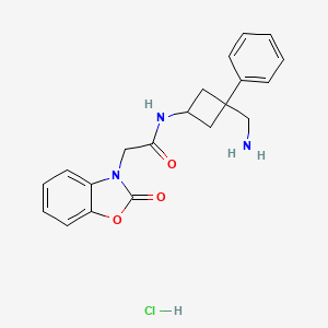 N-[3-(Aminomethyl)-3-phenylcyclobutyl]-2-(2-oxo-1,3-benzoxazol-3-yl)acetamide;hydrochloride