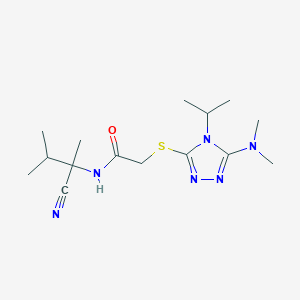 molecular formula C15H26N6OS B2831589 N-(1-cyano-1,2-dimethylpropyl)-2-{[5-(dimethylamino)-4-(propan-2-yl)-4H-1,2,4-triazol-3-yl]sulfanyl}acetamide CAS No. 1333869-79-6