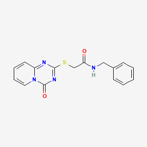molecular formula C16H14N4O2S B2831597 N-benzyl-2-({4-oxo-4H-pyrido[1,2-a][1,3,5]triazin-2-yl}sulfanyl)acetamide CAS No. 896328-48-6