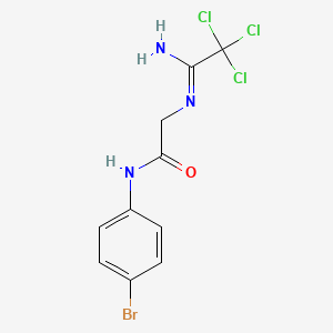 molecular formula C10H9BrCl3N3O B2831601 N-(4-bromophenyl)-2-(2,2,2-trichloroethanimidamido)acetamide CAS No. 326908-16-1