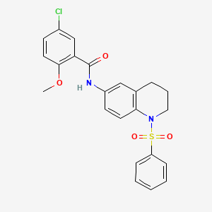 molecular formula C23H21ClN2O4S B2831603 N-[1-(benzenesulfonyl)-1,2,3,4-tetrahydroquinolin-6-yl]-5-chloro-2-methoxybenzamide CAS No. 1005293-61-7