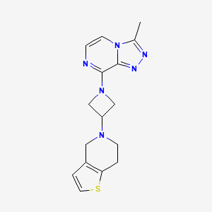 molecular formula C16H18N6S B2831658 1-{3-methyl-[1,2,4]triazolo[4,3-a]pyrazin-8-yl}-3-{4H,5H,6H,7H-thieno[3,2-c]pyridin-5-yl}azetidine CAS No. 2379972-23-1