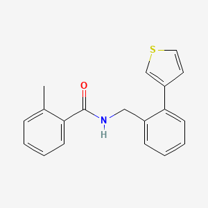 molecular formula C19H17NOS B2831664 2-methyl-N-(2-(thiophen-3-yl)benzyl)benzamide CAS No. 1797983-37-9