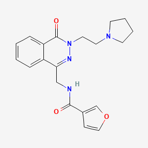 molecular formula C20H22N4O3 B2831676 N-((4-oxo-3-(2-(pyrrolidin-1-yl)ethyl)-3,4-dihydrophthalazin-1-yl)methyl)furan-3-carboxamide CAS No. 1428364-04-8
