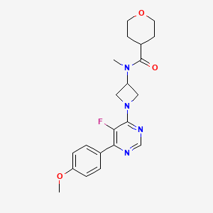 molecular formula C21H25FN4O3 B2831696 N-{1-[5-fluoro-6-(4-methoxyphenyl)pyrimidin-4-yl]azetidin-3-yl}-N-methyloxane-4-carboxamide CAS No. 2380178-79-8