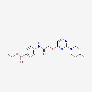 molecular formula C22H28N4O4 B2831701 ETHYL 4-(2-{[6-METHYL-2-(4-METHYLPIPERIDIN-1-YL)PYRIMIDIN-4-YL]OXY}ACETAMIDO)BENZOATE CAS No. 1029763-74-3