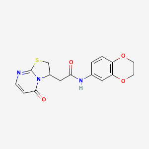 molecular formula C16H15N3O4S B2831729 N-(2,3-dihydro-1,4-benzodioxin-6-yl)-2-{5-oxo-2H,3H,5H-[1,3]thiazolo[3,2-a]pyrimidin-3-yl}acetamide CAS No. 953260-43-0