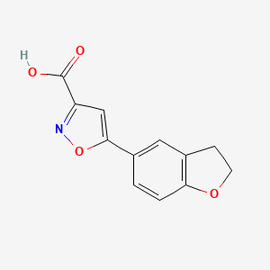 molecular formula C12H9NO4 B2831754 5-(2,3-Dihydro-1-benzofuran-5-yl)-1,2-oxazole-3-carboxylic acid CAS No. 2104290-86-8