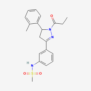 molecular formula C20H23N3O3S B2831759 N-(3-(1-propionyl-5-(o-tolyl)-4,5-dihydro-1H-pyrazol-3-yl)phenyl)methanesulfonamide CAS No. 851719-31-8