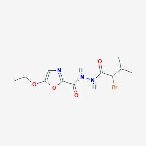 molecular formula C11H16BrN3O4 B2831765 N'-(2-bromo-3-methylbutanoyl)-5-ethoxy-1,3-oxazole-2-carbohydrazide CAS No. 391228-93-6