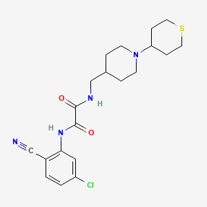 molecular formula C20H25ClN4O2S B2831768 N1-(5-chloro-2-cyanophenyl)-N2-((1-(tetrahydro-2H-thiopyran-4-yl)piperidin-4-yl)methyl)oxalamide CAS No. 2034242-05-0