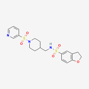 molecular formula C19H23N3O5S2 B2831785 N-((1-(pyridin-3-ylsulfonyl)piperidin-4-yl)methyl)-2,3-dihydrobenzofuran-5-sulfonamide CAS No. 1448075-50-0
