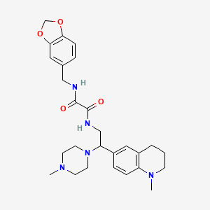 molecular formula C27H35N5O4 B2831795 N-[(2H-1,3-benzodioxol-5-yl)methyl]-N'-[2-(1-methyl-1,2,3,4-tetrahydroquinolin-6-yl)-2-(4-methylpiperazin-1-yl)ethyl]ethanediamide CAS No. 922066-42-0