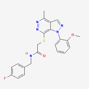 molecular formula C22H20FN5O2S B2831815 N-(4-fluorobenzyl)-2-((1-(2-methoxyphenyl)-4-methyl-1H-pyrazolo[3,4-d]pyridazin-7-yl)thio)acetamide CAS No. 1105204-47-4