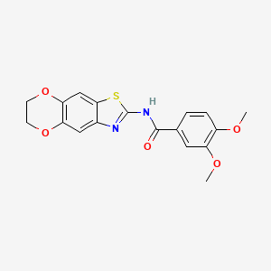 molecular formula C18H16N2O5S B2831862 N-{10,13-dioxa-4-thia-6-azatricyclo[7.4.0.0^{3,7}]trideca-1,3(7),5,8-tetraen-5-yl}-3,4-dimethoxybenzamide CAS No. 892856-94-9