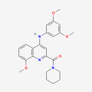 molecular formula C24H27N3O4 B2831872 N-(3,5-dimethoxyphenyl)-8-methoxy-2-(piperidine-1-carbonyl)quinolin-4-amine CAS No. 1251580-48-9