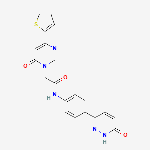 molecular formula C20H15N5O3S B2831879 N-(4-(6-hydroxypyridazin-3-yl)phenyl)-2-(6-oxo-4-(thiophen-2-yl)pyrimidin-1(6H)-yl)acetamide CAS No. 1251706-44-1